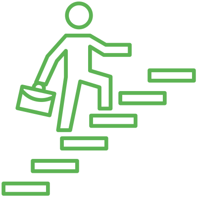 Person walking up stairs icon