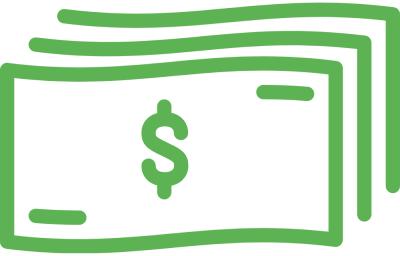 Dollar bills stacked icon